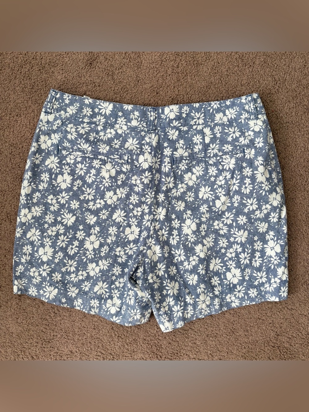 Old Navy High Rise Everyday Blue Floral Linen Blend Shorts Women’s 10 - Picture 4 of 4